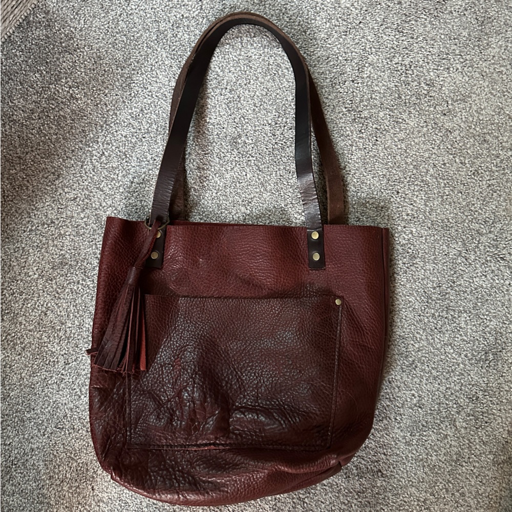Portland Leather Classic Small Tote with Tassle